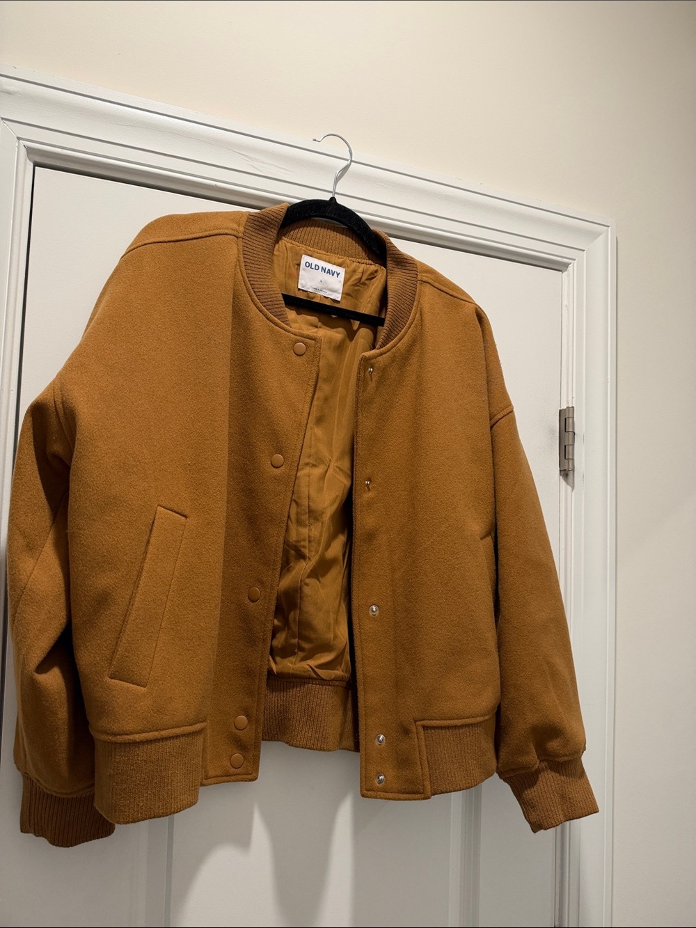 Old Navy Women's Caramel/Tan Varsity Bomber Jacket